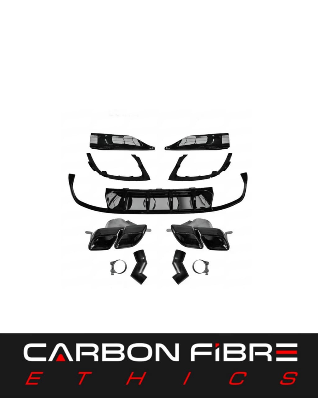 R STYLE PP REAR DIFFUSER WITH EXHAUST PIPE FOR 2019-2023 VW CC ARTEON