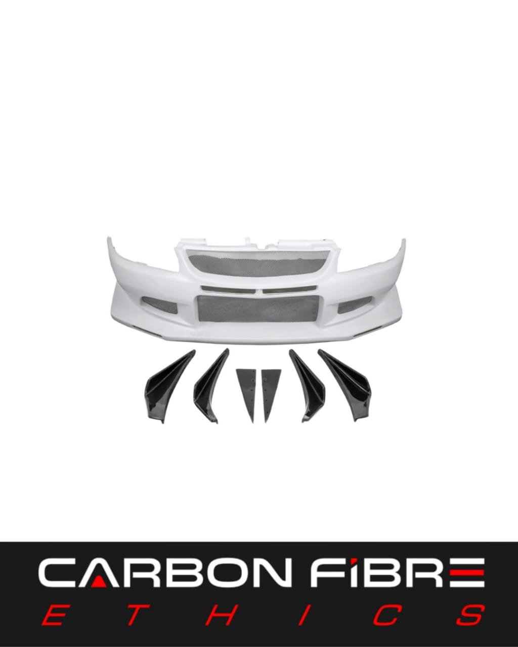 VTX STYLE HALF CARBON FRONT BUMPER FOR 2001-2007 MITSUBISHI LANCER EVOLUTION EVO 7-9