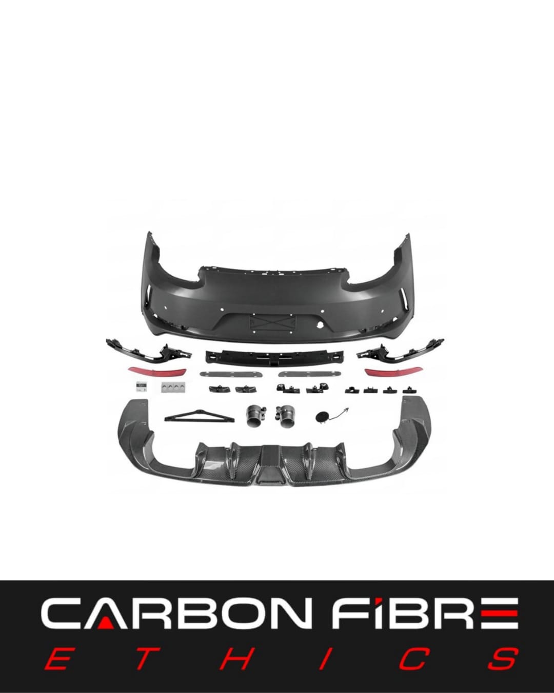 GT3 STYLE PP REAR BUMPER WITH CF REAR DIFFUSER FOR 2012-2015 PORSCHE CARRERA