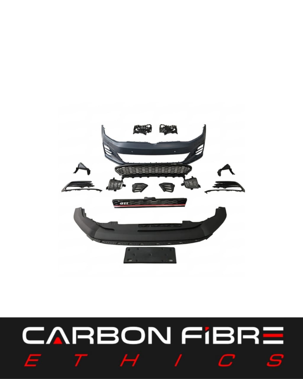 GTI STYLE PP FRONT BUMPER/SPLITTER KIT FOR 2018-2020 VW GOLF 7.5
