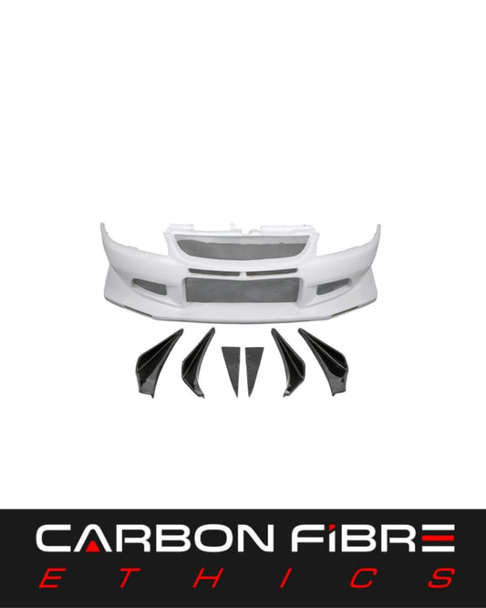 VTX STYLE HALF CARBON  FRONT BUMPER FOR 2001-2007 MITSUBISHI LANCER EVOLUTION EVO 7-9